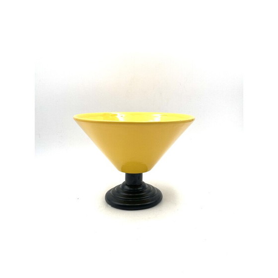 Image 1 of Vintage conical yellow ceramic vase, Italy 1980
