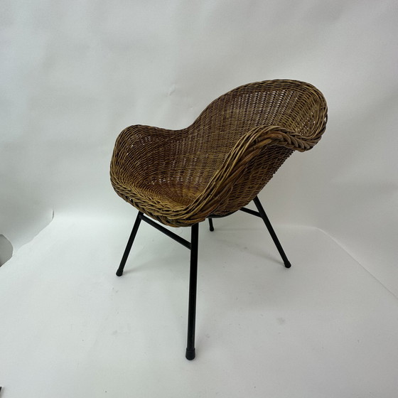 Image 1 of Chaise en osier Mid Century, années 1950