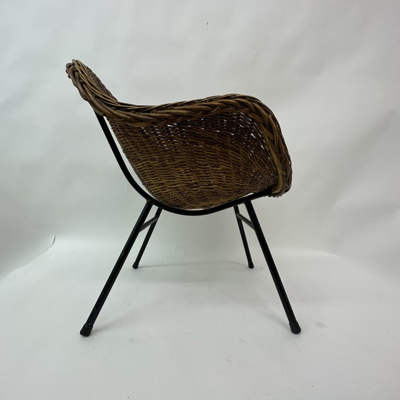 Image 1 of Chaise en osier Mid Century, années 1950