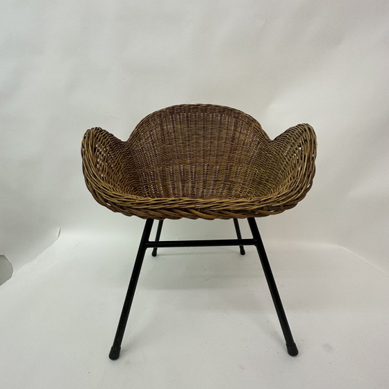 Image 1 of Chaise en osier Mid Century, années 1950