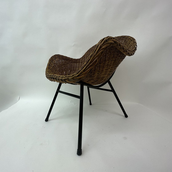 Image 1 of Chaise en osier Mid Century, années 1950