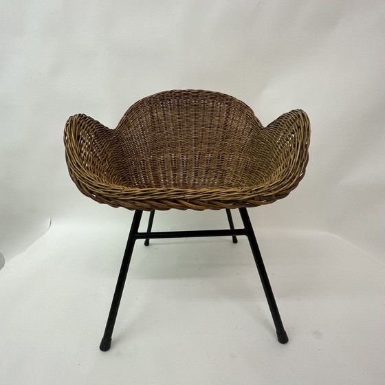 Image 1 of Chaise en osier Mid Century, années 1950