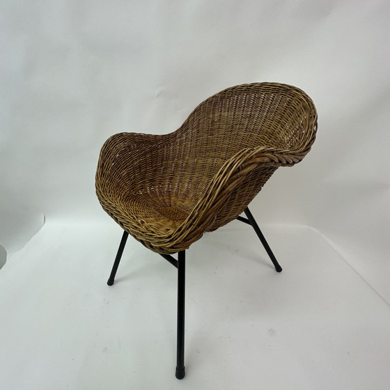 Image 1 of Chaise en osier Mid Century, années 1950