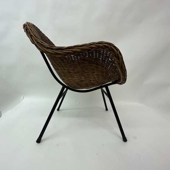 Image 1 of Chaise en osier Mid Century, années 1950