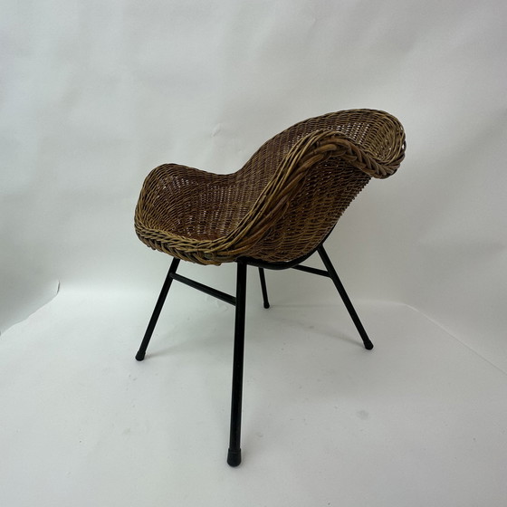 Image 1 of Chaise en osier Mid Century, années 1950