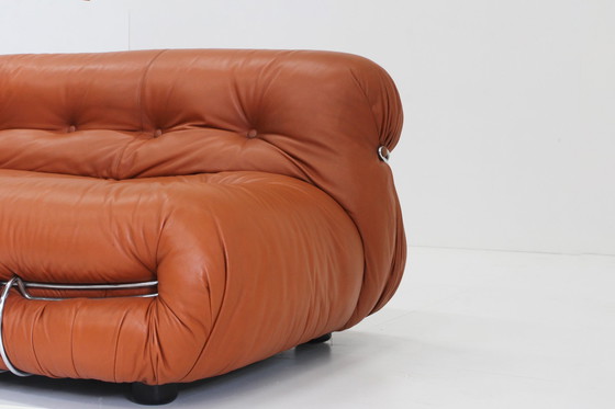 Image 1 of Soriana Sofa Afra & Tobia Scarpa For Cassina In Cognac Leather 1970S