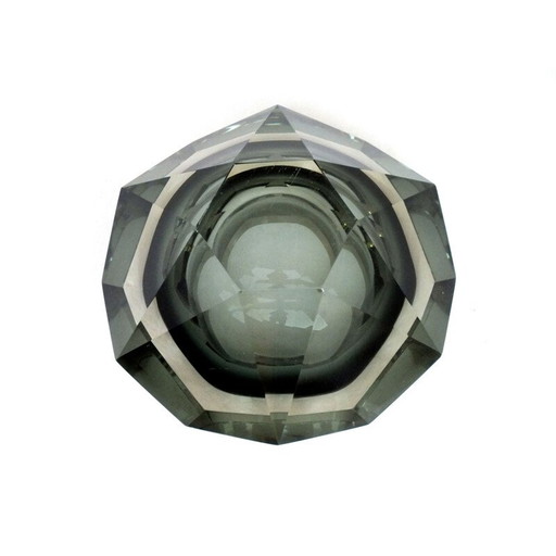 Vintage diamond glass vase by Flavio Poli for Seguso, Italy 1970