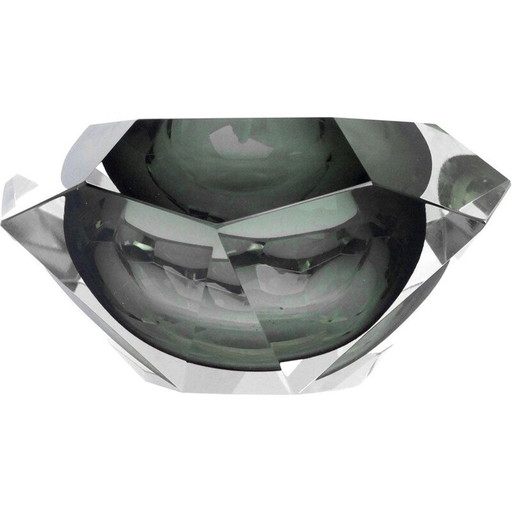 Vintage diamond glass vase by Flavio Poli for Seguso, Italy 1970