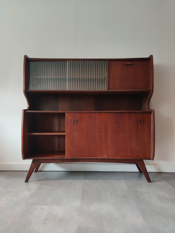 Image 1 of Vintage highboard teak veneer