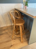 2x Vintage rattan bar stools bar chairs