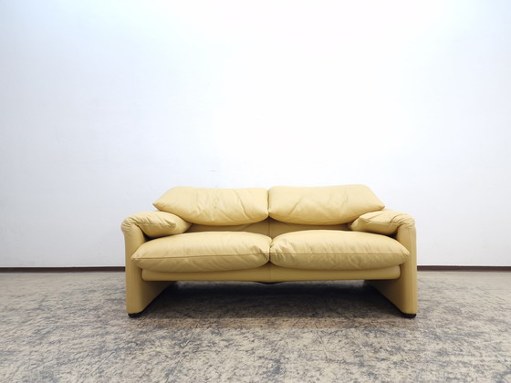 Image 1 of Cassina Maralunga two-seater designer sofa real leather sofa couch 