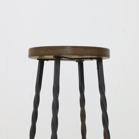 Image 1 of 5x Bar Stool Wrought Iron Brutalist, 1970s