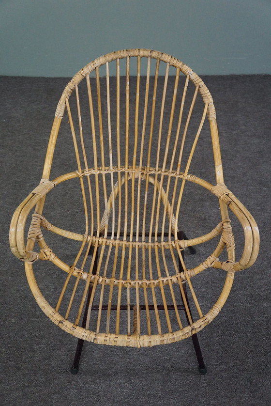 Image 1 of Fauteuil en rotin avec accoudoirs, Dutch Design, 1960