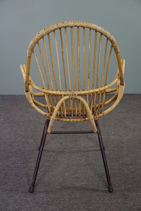 Image 1 of Fauteuil en rotin avec accoudoirs, Dutch Design, 1960