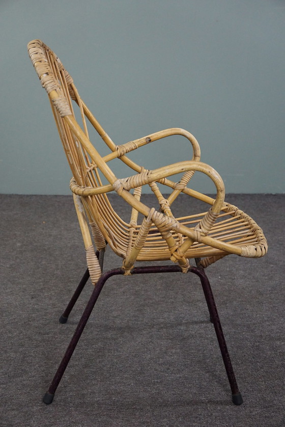 Image 1 of Fauteuil en rotin avec accoudoirs, Dutch Design, 1960