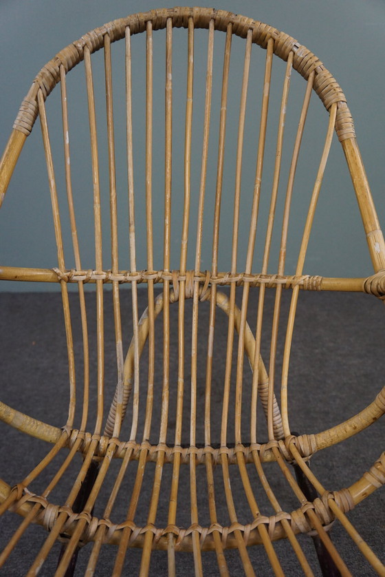 Image 1 of Fauteuil en rotin avec accoudoirs, Dutch Design, 1960