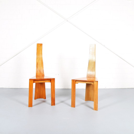 2x Cherry Pearl Dot Plank Back Chairs by Robert Williams