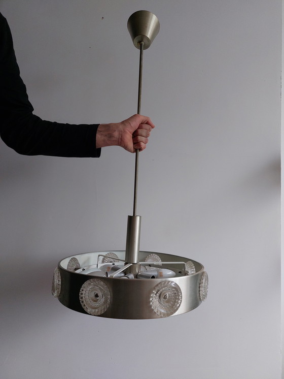 Image 1 of Lampe suspendue vintage chromée