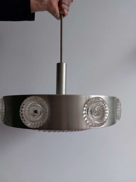 Image 1 of Lampe suspendue vintage chromée