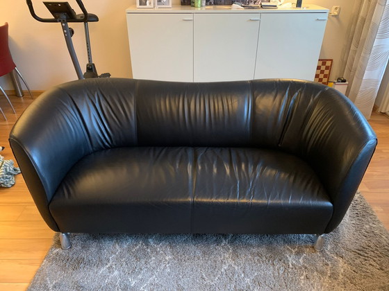 Image 1 of Leolux Pupilla 3 and 2.5 seater, black wapiti leather