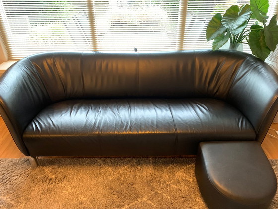 Image 1 of Leolux Pupilla 3 and 2.5 seater, black wapiti leather