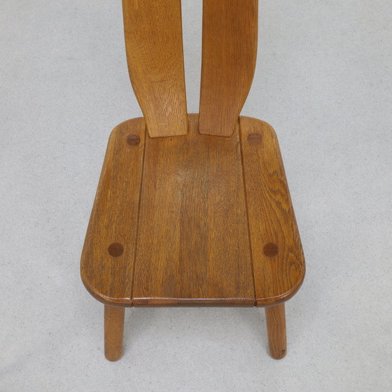 Image 1 of 4x Brutalist Dining Chair in Oak by De Puydt, 1970s