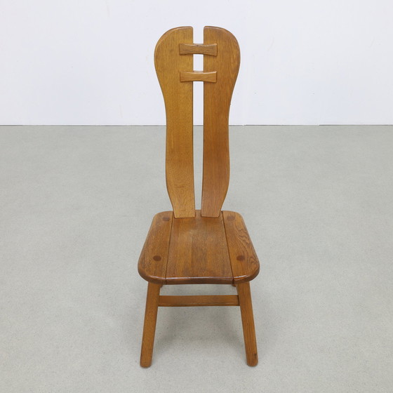 Image 1 of 4x Brutalist Dining Chair in Oak by De Puydt, 1970s