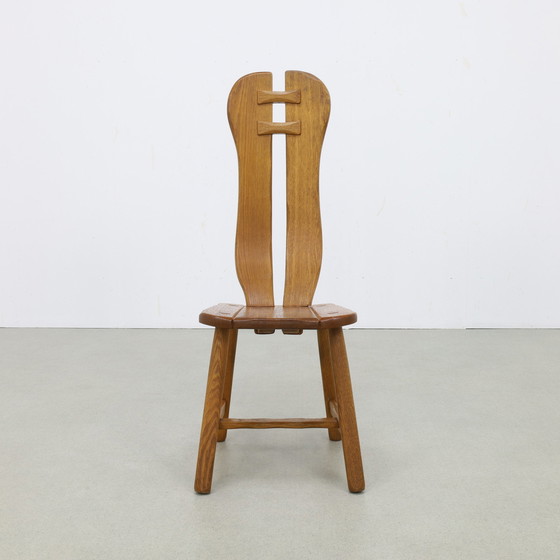 Image 1 of 4x Brutalist Dining Chair in Oak by De Puydt, 1970s