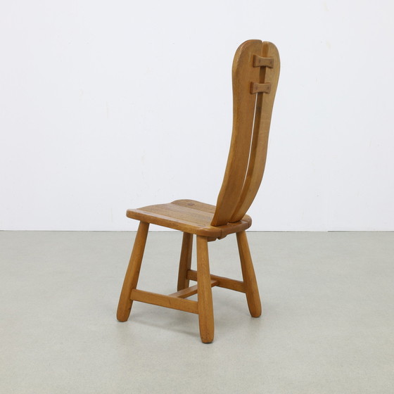 Image 1 of 4x Brutalist Dining Chair in Oak by De Puydt, 1970s