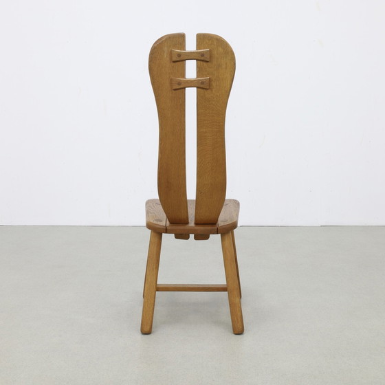 Image 1 of 4x Brutalist Dining Chair in Oak by De Puydt, 1970s