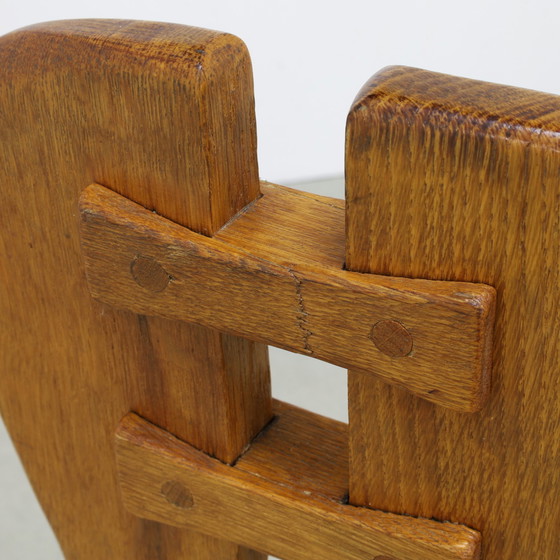 Image 1 of 4x Brutalist Dining Chair in Oak by De Puydt, 1970s