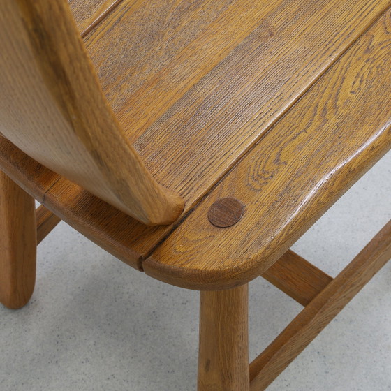 Image 1 of 4x Brutalist Dining Chair in Oak by De Puydt, 1970s