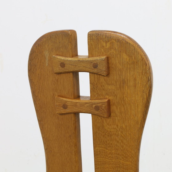 Image 1 of 4x Brutalist Dining Chair in Oak by De Puydt, 1970s