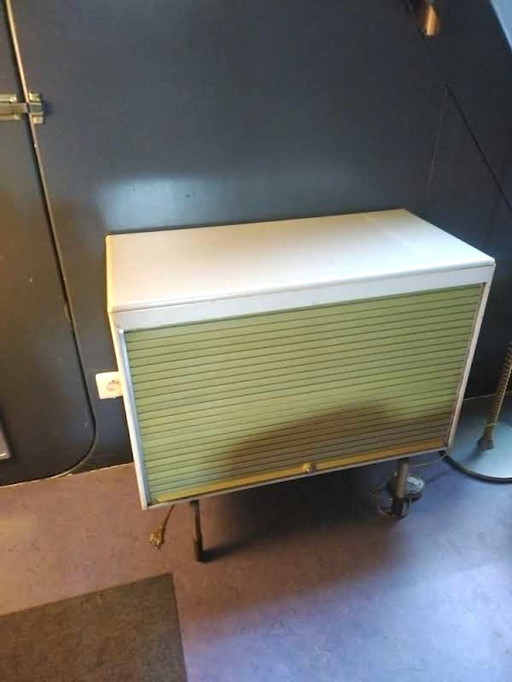 French 50s Dresser With Roller Door and Multicolor Drawers/Drawers