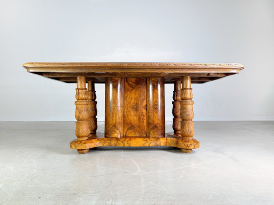 Image 1 of Italian late baroque rococo dining table Mobili Cantù walnut 1920