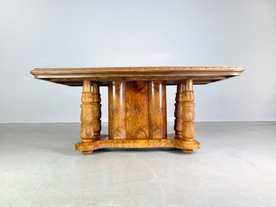 Image 1 of Italian late baroque rococo dining table Mobili Cantù walnut 1920