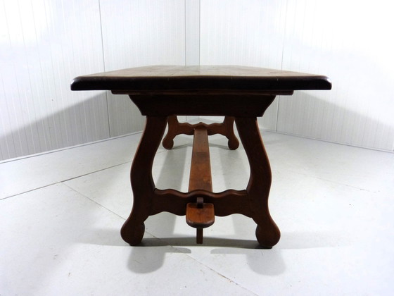 Image 1 of Rustic Spanish Dining Table Solid Oak 1960s