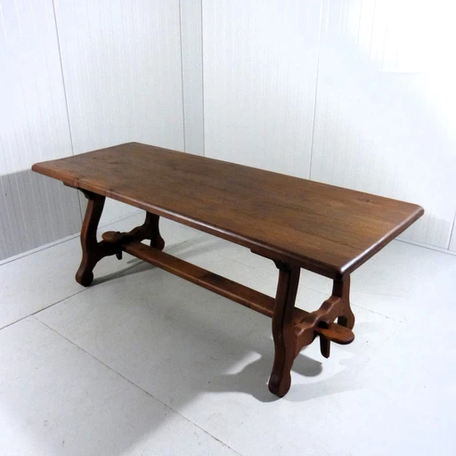 Rustic Spanish Dining Table Solid Oak 1960s