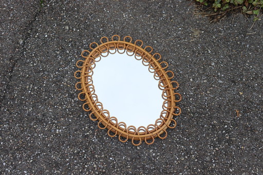 Vintage Rattan Mirror By Franco Albini, Italy, 1960S