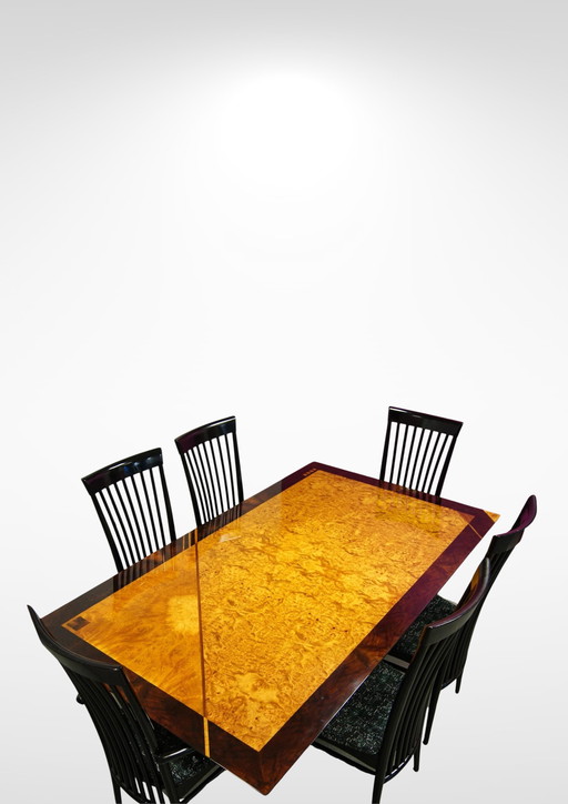 Oscar Dell Arredamento For Miniforms Italy, Lacquered Burl Wood Dining Table