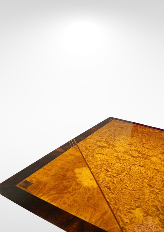 Image 1 of Oscar Dell Arredamento For Miniforms Italy, Lacquered Burl Wood Dining Table