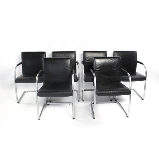 Set of 6 vintage leather chairs by Antonio Citterio for Vitra