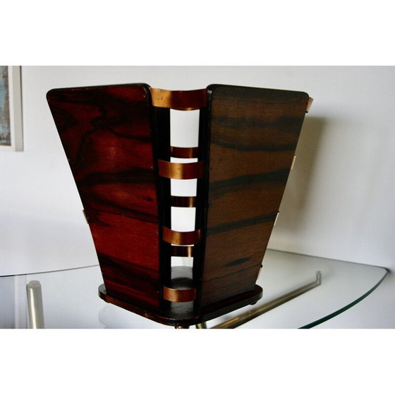 Image 1 of Vintage wastepaper basket in ebony and Macassar brass by E J Ruhlmann, 1930