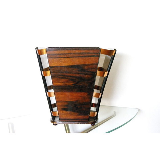 Image 1 of Vintage wastepaper basket in ebony and Macassar brass by E J Ruhlmann, 1930