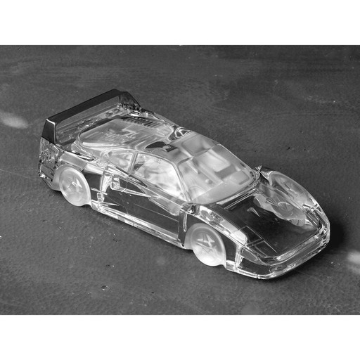 Vintage Ferrari F40 in crystal and stainless steel by Arnolfo di Cambio, Italy 1980