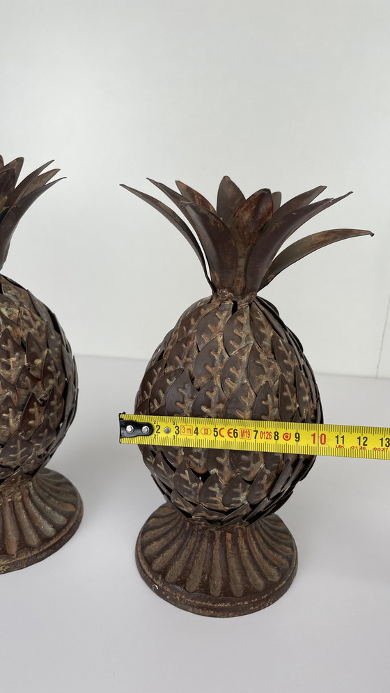 Image 1 of 2 x Brutalist metal pineapple candle holder