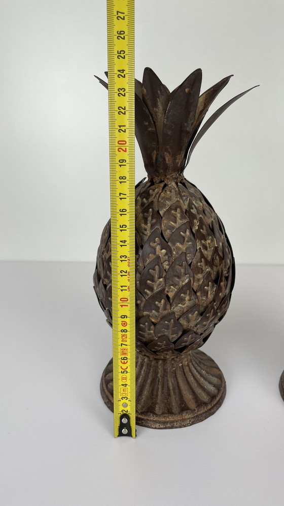 Image 1 of 2 x Brutalist metal pineapple candle holder