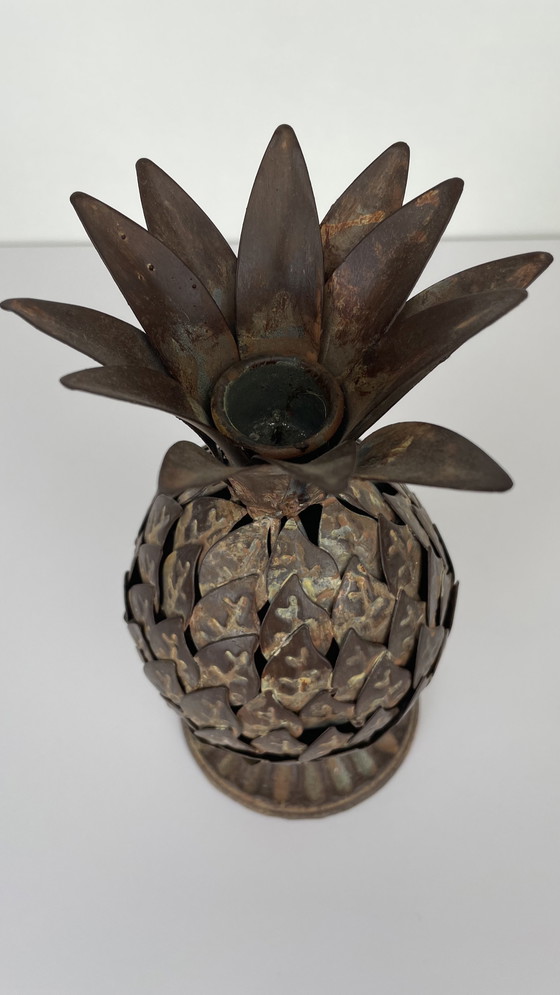 Image 1 of 2 x Brutalist metal pineapple candle holder