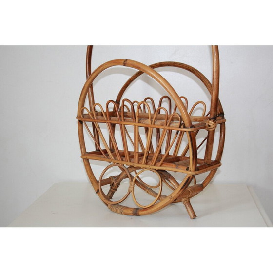 Image 1 of Vintage bamboo magazine rack, Italy 1960s