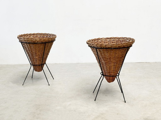 Set of two rattan baskets